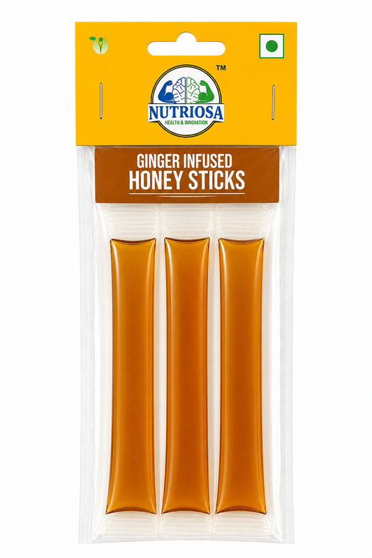 Buy Nutriosa Ginger Infused Honey Sticks – Pure Honey Straws with Ginger | 30 Stick Monthly Pack