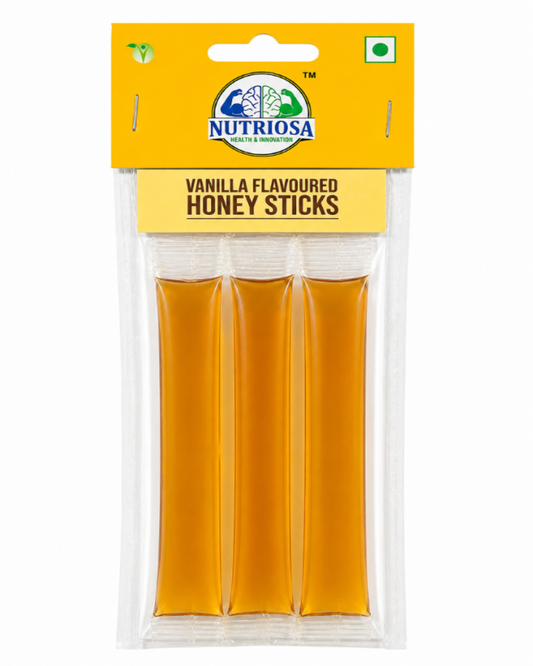 Buy Nutriosa Vanilla Flavoured Honey Sticks – Pure Honey Straws with Vanilla | 30 Stick Monthly Pack
